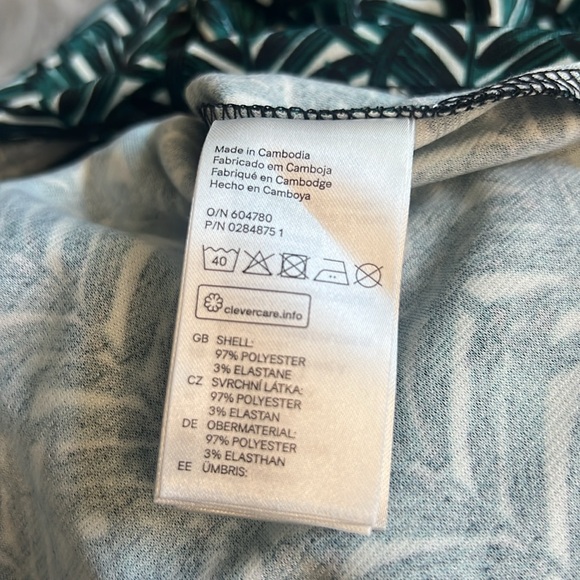 NWT H&M Sleeveless Green White Palm Leaf High Neck Halter Bodycon Dress Large - Picture 11 of 11